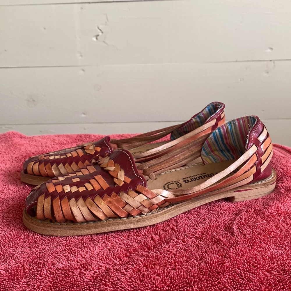 Authentic Mexican Woven Leather Flat Women’s Shoes